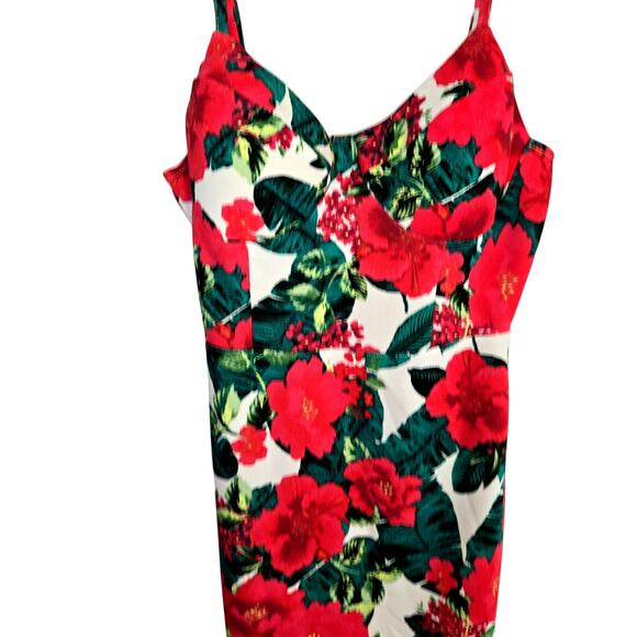 No Boundaries Medium Junior Red Floral Sleeveless Sun Dress Miss Size 5 7 M - Picture 1 of 6